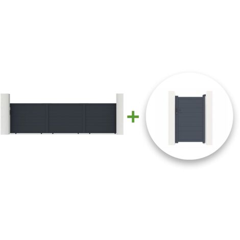 Pack cancela corredera 6m EIGER H.160 cm + cancela 1m EIGER H.160 cm Gris