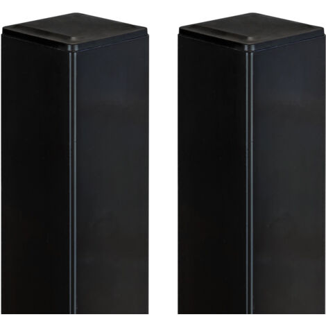Juego de 2 postes de hierro DARIO 6x6cm Alt.170cm Negro mate