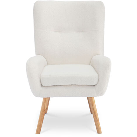 Sillón escandinavo moderno GAÏA tejido de rizo blanco