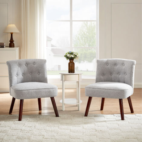 Conjunto de 2 sillones JACQUES sapo acolchados de tela gris claro