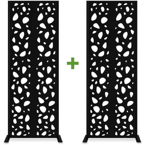 Juego de 2 paneles decorativos SUNNY Black H.160cm con motivos en los laterales