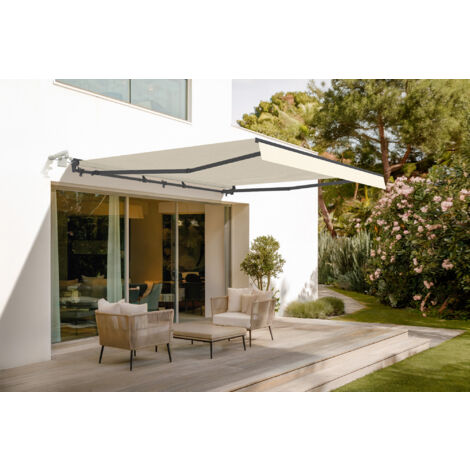 Toldo motorizado semicofre FAZZIO 4x3m - Lona premium 320 g/m² beige