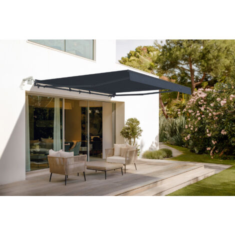 Toldo motorizado semicofre FAZZIO 4x3m - Lona premium 320 g/m² gris