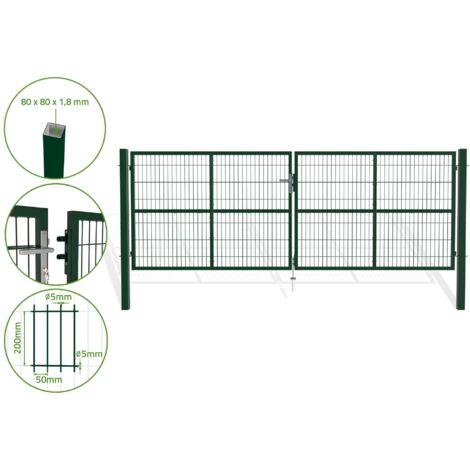 Puerta abatible de malla verde RAZO 4m Alt.140cm (1/5)