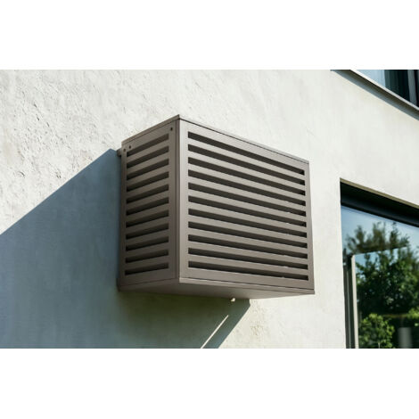 Cubierta para aire acondicionado y bomba de calor ANETO aluminio gris topo con parte inferior - tamaño S