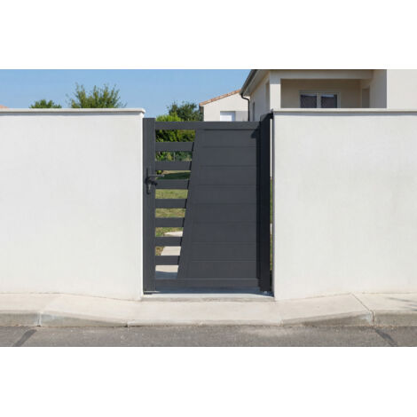 Puerta Peatonal 1 m CERVINA Alt. 140 cm Aluminio Gris