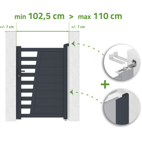 Puerta Peatonal Ajustable En Anchura 1 m CERVINA Alt. 140 cm Aluminio Gris