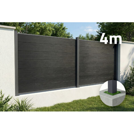 Valla compuesta STOCKHORN de 4 m y 150 cm de altura sobre placa gris