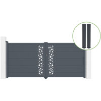 Puerta abatible 3,5m SUNNY H.160cm aluminio gris + 2 postes 20x20cm H.190cm