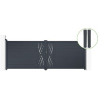Puerta abatible 4m VELETA Al.140cm aluminio gris + 2 postes 20x20cm Al.166cm