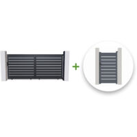 Pack puerta corredera 3.5m VOGEL 350C180 + puerta peatonal VOGEL 100P180 Gris
