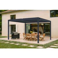 Pérgola bioclimática autoportante PIANA 4x3m de aluminio gris