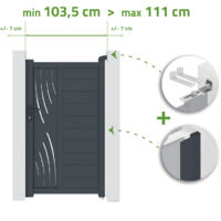 Puerta regulable en ancho VELETA 1m Alt.180cm aluminio Gris Antracita