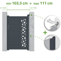 Puerta regulable ancho SUNNY 1m Alt.160cm aluminio Gris Antracita