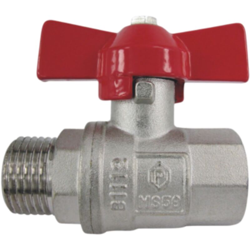 Vanne à Bille En Laiton Robuste 1 Pouce BSP DN25 - Filetage Mâle Femelle Avec Poignée Rouge Pour Eau