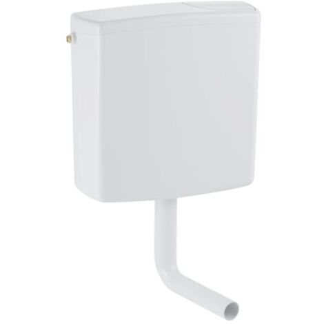 Geberit – Réservoir de chasse d'eau apparent 140300111 – Double chasse 3/6L – Raccordement gauche – Coude ABS Ø50/44mm – 23x23cm