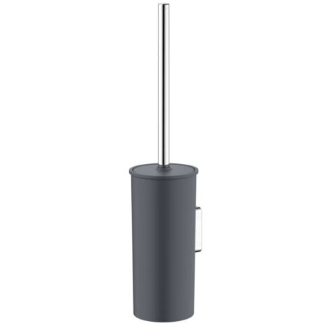 KEUCO Moll set de brosses de toilettes 12764010101 avec boîtier en plastique, brosse avec couvercle, modèle mural, chromé/anthracite