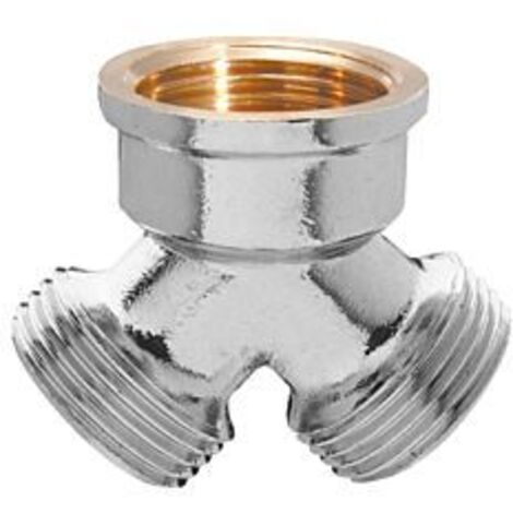 Universal pièce en Y 804034 IG 3/4 sur 2 AG 3/4, laiton chromé (1/2)