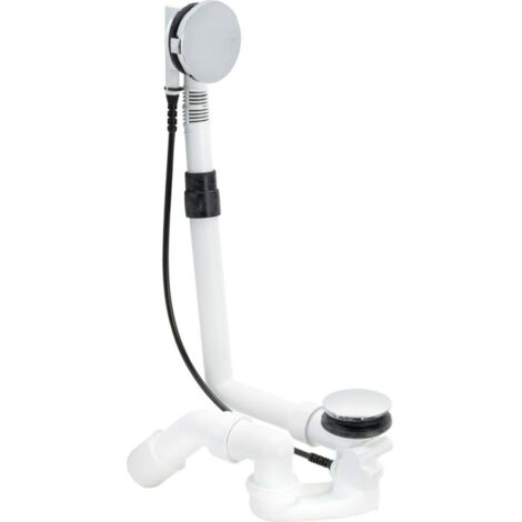 Viega – Kit de vidage baignoire avec bouchon chromé – Longueur 100-260 mm – Rosace rotative – Piège à odeurs intégré