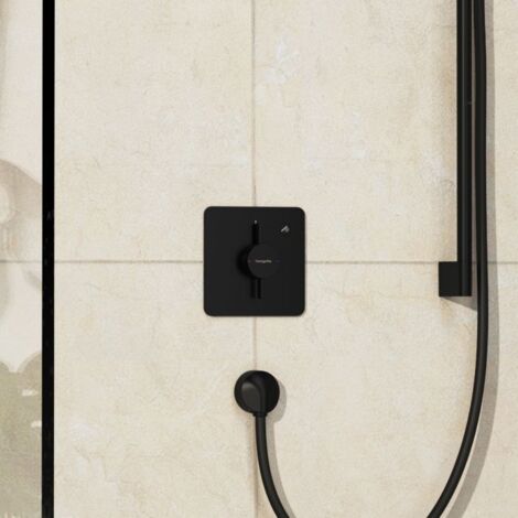 Hansgrohe – Mitigeur de douche encastré noir mat – Contrôle précis du débit et de la température – Installation facile avec rosace ajustable – 75614670