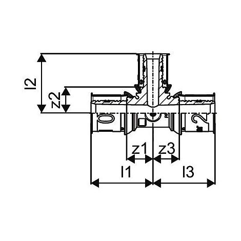 Té à sertir Uponor S-Press PLUS 1039959 32 x 20 x 32 mm, réduit, PPSU