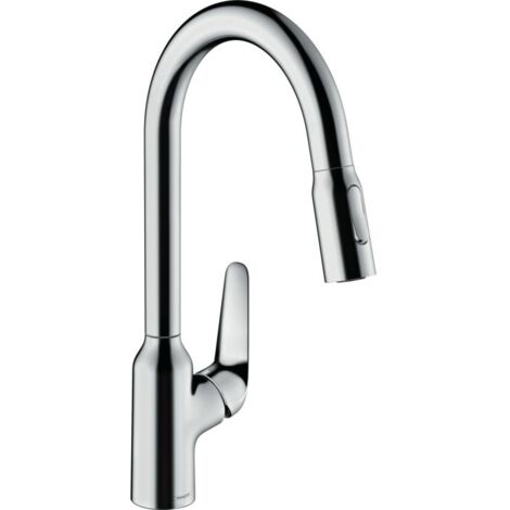 Mitigeur monocommande de cuisine hansgrohe Focus M42 – Tête de robinet ComfortZone 220 – Débit 8 l/min – Tuyau de douche à raccord rapide