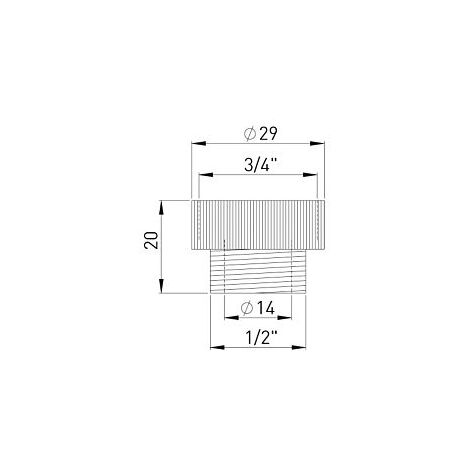 ASW Pièce de transition 804016 AG 2000 /2 à IG 3/4, laiton chromé