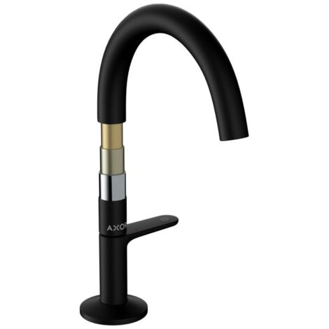 hansgrohe Axor One mitigeur lavabo 48020670 saillie 140mm, avec bouton-poussoir garniture de vidange , noir mat (1/5)