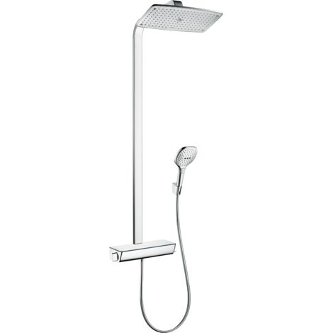 Hansgrohe – Colonne de douche thermostatique 360mm – Pommeau RainAir – Débit 9 l/min – Installation murale – Chrome EcoSmart