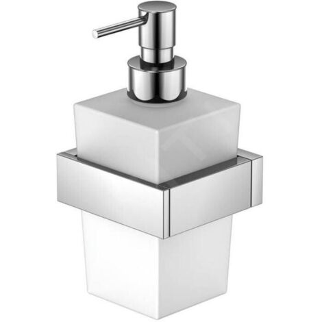 Steinberg Seifenspender Serie 460 avec verre blanc satiné, chromé , modèle mural, laiton (1/4)