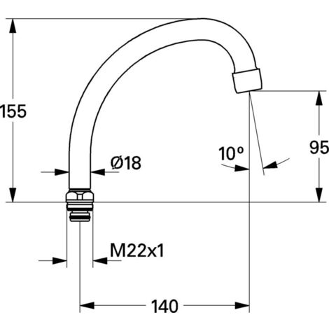 Grohe Costa bec 13072000 chromé , projection 140mm, M22x1x95