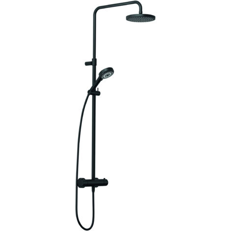 Kludi DIVE S 3S système de douche double thermostatique 6807939-00 avec douchette à main, noir mat (1/3)