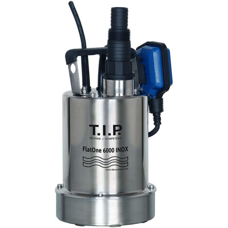 T.I.P. – Pompe immergée FlatOne 6000 INOX – Acier inoxydable – Débit max 6000 l/h – Hauteur de refoulement 6 m – Longueur câble 10 m