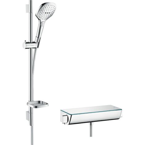 Hansgrohe – Colonne de douche thermostatique Ecostat Select 27038000 – Chromé – Barre 65cm – DN 15 – Pommeau Raindance Select 3 jets (1/10)