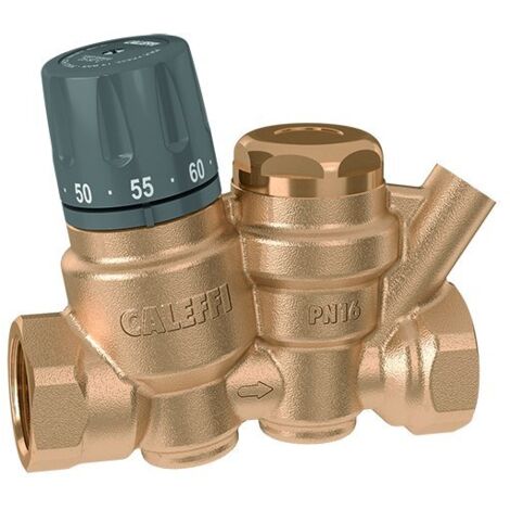 Caleffi – Régulateur thermostatique pour circuits de recirculation d'eau chaude sanitaire 116150 – Filetage Rp 3/4' – Corps en alliage antidézincification – Désinfection thermique
