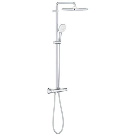Grohe – Colonne de douche thermostatique Tempesta 250 Cube – Mitigeur mural avec bras pivotant 390mm – Douchette 2 jets Rain – Flexible 1750mm (1/4)