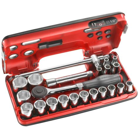 Ratschenset mit drehbarem Griff + 1/2 6-Punkt-Buchsen 22 Teile FACOM - S.360DBOX4PB