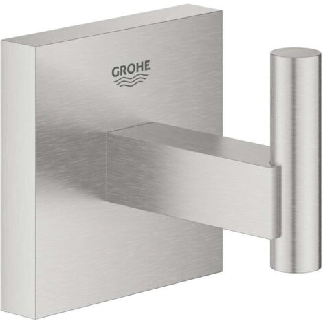 GROHE QuickFix - Start Cube - Wandhaken - Oberfläche Supersteel 40961DC0 (zum Schrauben oder Kleben)