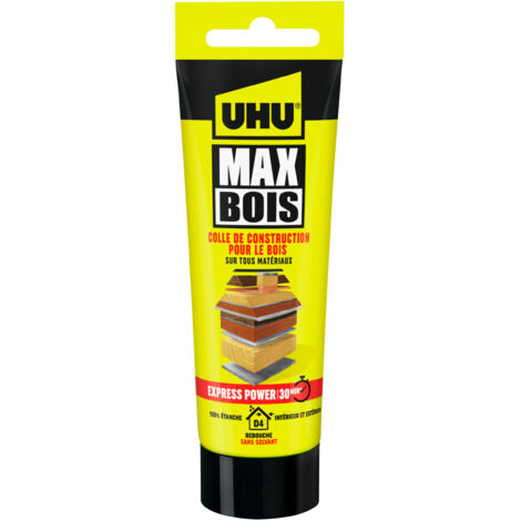 UHU Max Holz Express - Holzleim SMP, extrem stark und schnell, wasserfest, D4, lösungsmittelfrei, weiß, Tube 100g