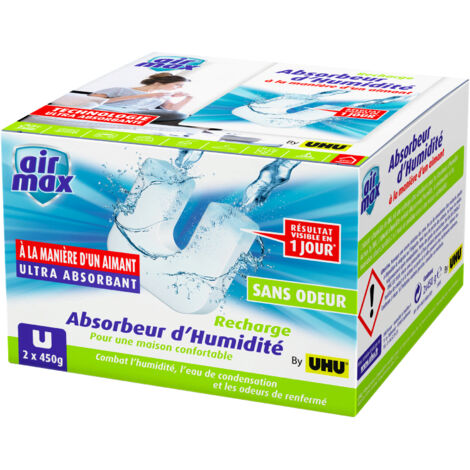 UHU Air max Magnet - Duftfreie NachfÃ¼llpackung fÃ¼r Feuchtigkeitsabsorber Air max Magnet, 2x 450g