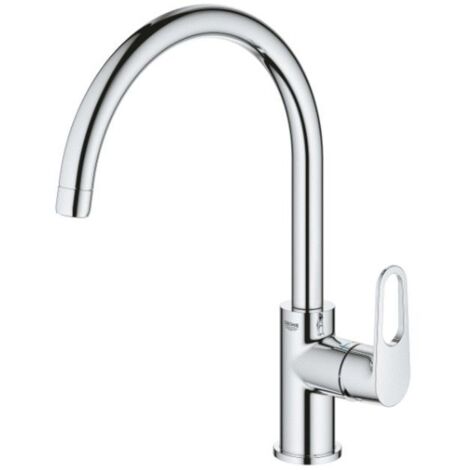 Spültischarmatur Einhebelmischer – GROHE StarLight Chrom – hoher Auslauf 360° drehbar – einfache Montage mit QuickFix Plus (1/5)