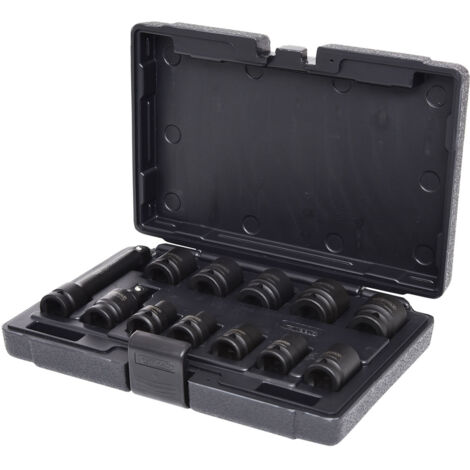 KSTOOLS Steckschlüssel-Satz mit 6-Kant-Schlagmuttern 1/2'' 10 Einsätze, 1 Kardangelenk, 1 Verlängerung 12 Stück - 515.0112