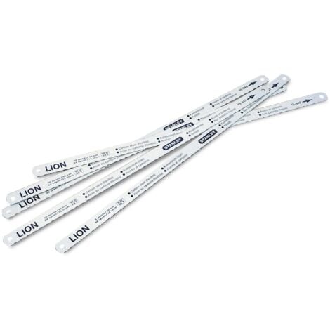STANLEY - 5 Lames de Scies à métaux Lion - 0-15-801 - Flexible Lion 8-10-12 dents/cm