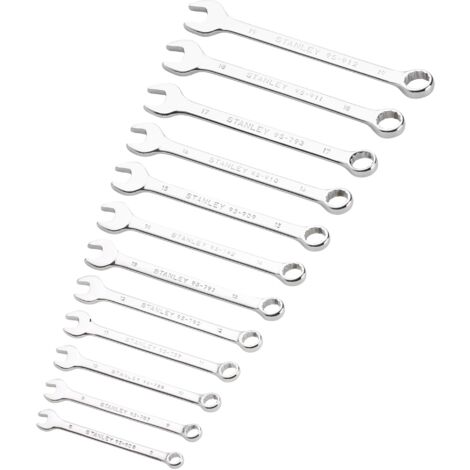 STANLEY Chiavi miste forgiate in acciaio cromato manico ergonomico, support di stoccaggio 12 pezzi STMT82843-0