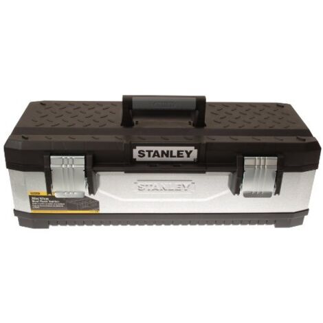 Stanley – Scatola degli attrezzi galvanizzata 28 kg – 66,2 x 29,3 x 22,2 cm – Asse in metallo monoblocco – Maniglia bimateriale – Antifurto (1/4)
