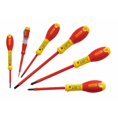 Cacciavite Isolato 1000V - Elettricista - Pozi - Tester - Set di 6 Pezzi - FATMAX- STANLEY, 0-65-443