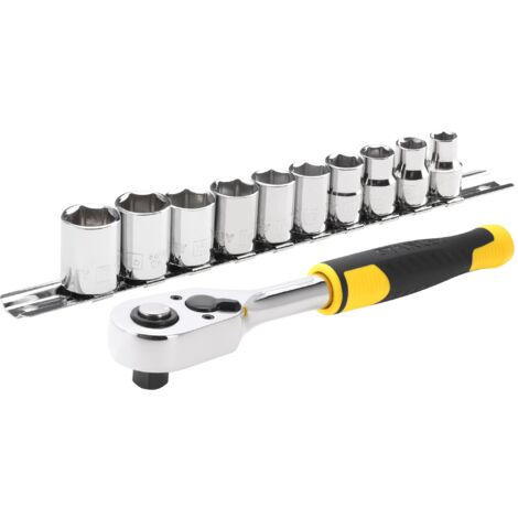 STANLEY - Chiave a cricchetto da 72 denti 3/8" + 10 bussole - STMT82670-0 - Set da 11 pezzi