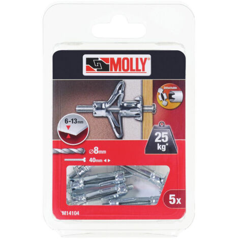 5 Ancoranti metallici a espansione Ã˜ 4 x 33 mm con vite M4 MOLLY - M14104-XJ