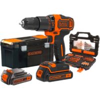 Trapano a percussione senza fili - 18 V - 1,5 Ah - 2 velocità - 104 accessori - Con valigetta (BDCHD18S1KA-QW)