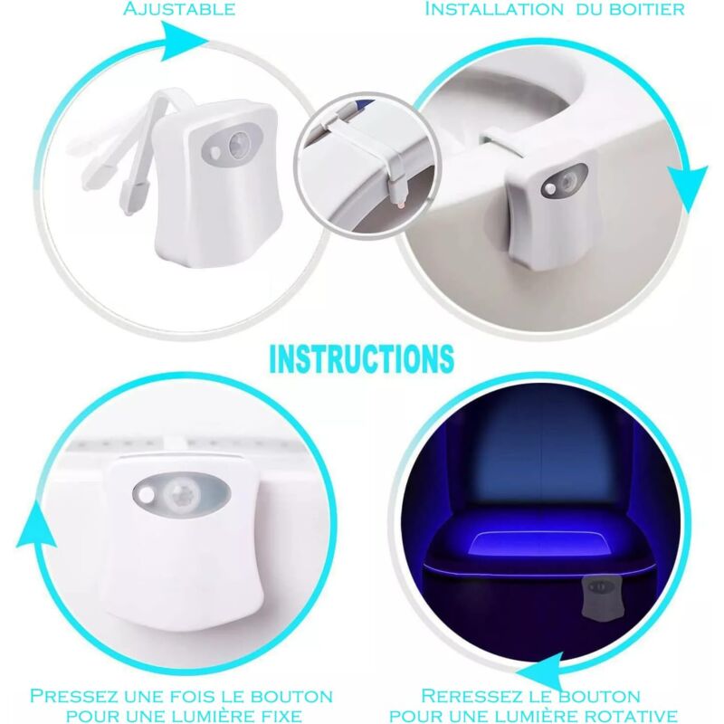 LIGHTBOWL Veilleuse De Toilette à Détecteur De Mouvement Automatique Au Design Moderne Et élégant, 8 Couleurs, Pour Cadeau, Fête, Pendaison De Crémaillère, Remise De Diplôme, Mariage, Retraite